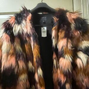 Lane Bryant Multicolor Faux Fur Teddy Jacket